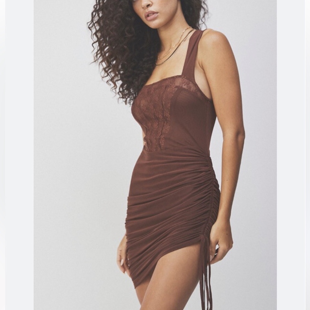 Free People Corset-Is Convertible Mesh Bodycon Ruched Dress